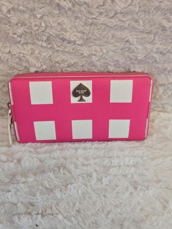 kate spade Handbags - kate spade Hot Pink and White Check Zip-Around Wallet EUC